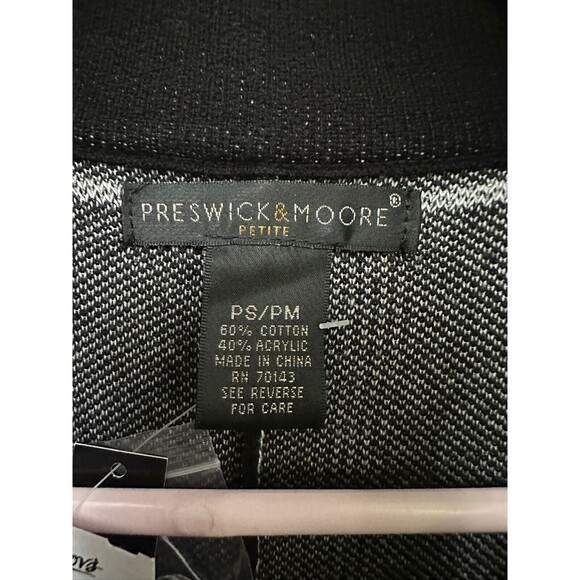 Preswick & Moore Black & White Petite Small/Medium Zipper Sweater Shawl NEW - Picture 6 of 6
